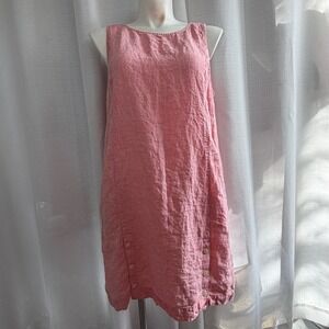 J.Jill Love Linen Coral Pink Sleeveless Shift Dress Women's Size XL Coastal Chic